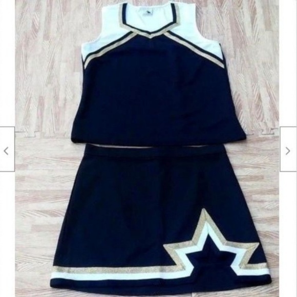 Other - NEW BLACK GOLD WHITE CHEERLEADER UNIFORM TOP SKIRT